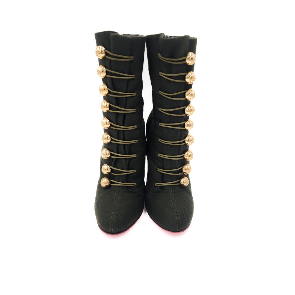 Christian Louboutin Green Napolean Wool Felt Ankle Boots Heels EU 37 - Picture 4 of 10